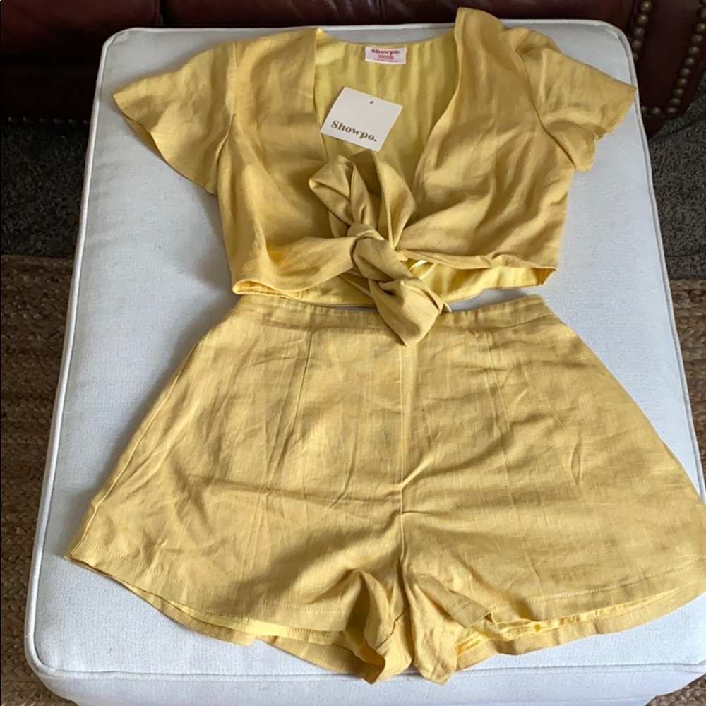 Showpo. NWT yellow two piece set